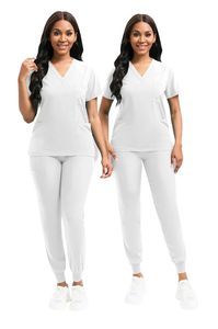 Slim Fit Women Scrubs Sets Hospital Uniforms Nurses Accessories Dental Clinic Beauty Salon Spa Workwear Scrubs Tops Pant 240420