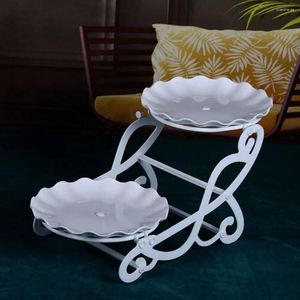 Dekorativa plattor cykelform Cake Display Plate Simple White Plastic Dessert Lagring Stand Diy Table Ornament eftermiddagste