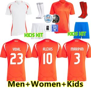 칠레 24/25 축구 유니폼 Alexis Vidal Kids Kit 2025 국가 팀 축구 셔츠 홈 홈 레드 어웨이 백인 남성 아이들 Camiseta 2024 Copa America Zamorano Isla ch.