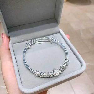 Chain New Korean Fashion 925 Sterling Silver Lucky Beads Bangles for Women Bracelets Luxury Designer Party Wedding Jewelry Gifts Y240420