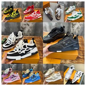 Nowe luksusowe designerskie buty na skate Sneaker Men Women Treaker Trener Virgil Calfskin Wysoka jakość Letter nakładki skórzane platforma Low Sports Sneaker Buty