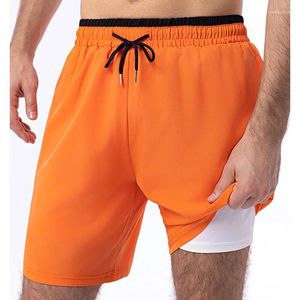 Mäns shorts svettas orange plus storlek 8xl fast färg jogger fitness träna klädspår