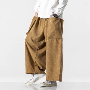 Calça masculina outono hong kong lea japonesa perna larga larga casual