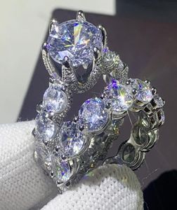 2020 Ny ankomst unik vintage smycken 925 sterling silver par ringar runda klippt vita topas cz diamant kvinnor bröllop brud rin2976260