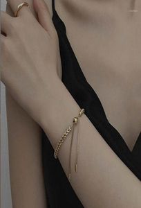 Charm Bracelets Steel Minimalism Gold Color Goth Metal Chains Women Bracelet Bangle Golden Wheat Fashion Jewelry7127825