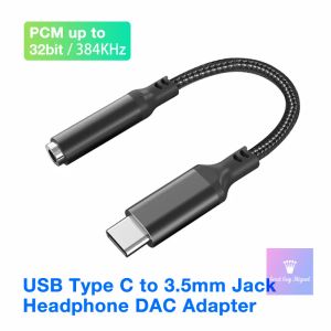 Conversor USB tipo C DAC a 3,5 mm Adaptador de fones de ouvido Conversor de áudio digital HiFi decodifica para Samsung Note10 OnePlus Pixel Huawei Xiaomi