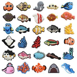 Anime Charms Großhandel Kindheitserinnerungen Ozean Meerestiere Fischwal Witzige Geschenk Cartoon Charms Schuhzubehör PVC Dekoration Schnalle Weichgummi Clog Clog