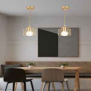 Современный светодиодный подвесной свет железо золото черное минималистское металлическая клетка подвесная лампа гостиная