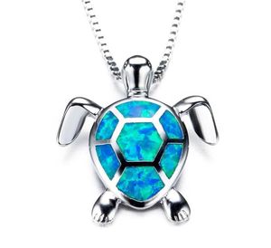 Fire Opal Sea Turtle Charm Pendant Ocean Life Animals Jewelry 925 Sterling Silver Womens Halsband för gåva1006261