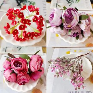 Decorative Flowers Mini Paper Rose Fake Flower Bouquet Wedding Decoration Artificial DIY Scrapbooking Garland Wreath