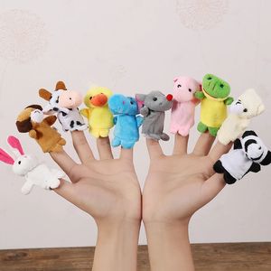 10pcs Baby Plush Plexho Toy Cartoon Animal Family Finger Puppet Play Play Tell Toys Toys Educational Toys para crianças 240420