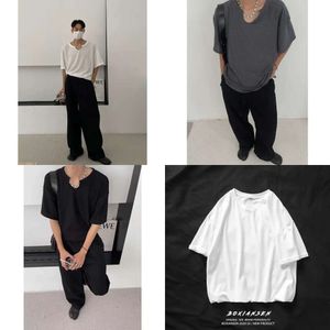 Abstinence Instagram Series Low Men's Waffle Short Sleeved Henry Shirt V-notched Neck Half Sleeve T-shirt Texture