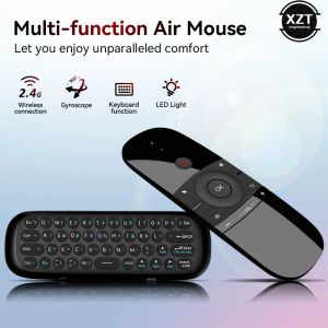 Kontrola W1 2.4G Air Mouse Bezprzewodowa klawiatura 6Axis Sense Sense Ir Smart Regot Control Odbiornik USB do obsługi Android Win Smart TV