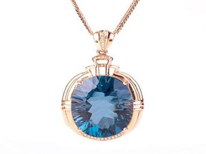 Vintage blue crystal topaz aquamarine gemstones diamonds women pendant necklaces 18k rose gold color choker jewelry bijoux gift4026665