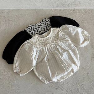 Baby Clothing Onesie infantil 024m Tights Born Girl Fashion Floral Bordado de rastejamento Terno Lace Algodão 240509