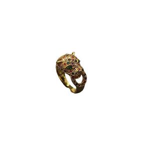 Designer Popular New Type Ring Leopard Wax Inlaid with Colorful Zirconia Carter Jewelry Heavy Industry Adjustable Opening 3UCI