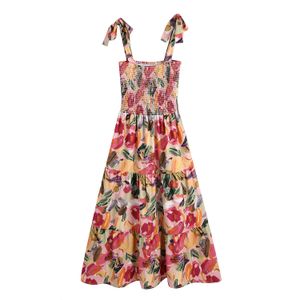 Wholesale Spring Style Womens Lace Up Printing Slip Dress