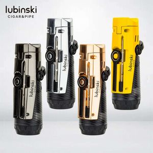 Lubinski vindtät metallbutan utan gas tändare med öppnar cigarettfack design bärbar cigarrändare high-end gåva för män