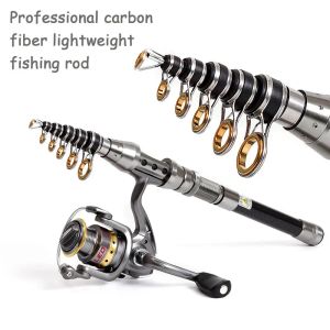 Accessories Professional Fishing Rod Carbon Fiber 1.52.4m Sea River Fishing Ultralight Telescopic Spinning Ring Rod Fishing Stick