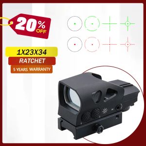 SCOPES VECTOR Optics1x23x34 Red Dot Sight Reflex Hunting Scope 4 Type Reticle Collimator Green Dot Sights Chock Proof Fit Rifle Airsoft
