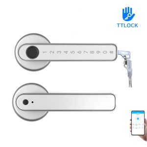 Controle TTLOCK App Telefone Controle remoto Smart Biometrics Print Print Senha trava única trava com chave para porta de metal de madeira interna