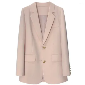 Kvinnors kostymer rosa blazersjacka för kvinnor 2024 Spring Elegant skräddarsydd enkelbröst kostym Office Damer Outewear