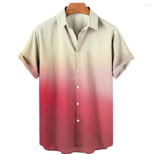 Camisas casuais de masculino gradiente colorida havaiana camisa de meia manga