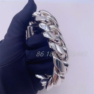 Hip Hop Jewelry Fashion Style Luxury and Heavy Bracelet Hand Make Cuban Bracelet Miami Cuban Link Chain 999 Silver