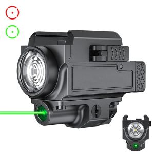 Scopes 800 Lumen Pistolpistolenpistole Licht mit rotgrünem Punkt Laser Anblick wiederaufladbarer Taschenlampe Jagdwaffe Licht für 20 -mm -Picatinny -Schiene