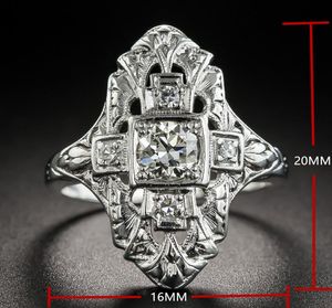 2019 nova moda elegante anel de dedo oco euramericano zircão branca anéis de jóias de cor prata de prata 610 baguete7946228
