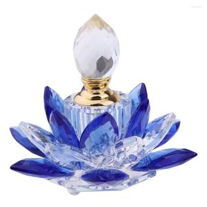 Storage Bottles Crystal Glass Lotus Flower Perfume Bottle Empty Fragrance Figurine