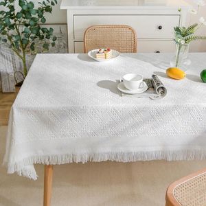 Tkanina stołowa A100 Nordic Cotton and Linen Tablecloth High-end Tassel Lace Kawa do Pography Light Luksus