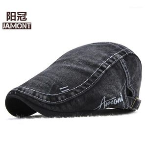 Berets Original JAMONT Denim Beret Cap Jean Hats Casual Washed Peaked Men Women OutDoors Bone Brim Beray Hat Sun Flat2537232