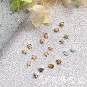 Nagelkonstdekorationer 10st sommar Sea Shell charms pärlor legering tillbehör japansk strandserie utsökta strassmanikyrdelar