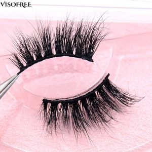 Visofree Half Mink Lashes Natural longまつげメイクアップ再利用可能な誤った手作りのかすかな十字架の偽のまつげ240420