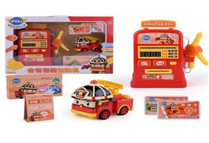 Coreia Robocar Poli Cars Amber Roy Modelo posto de gasolina Crianças Anime Música Luz de ação Figura Brinquedos para crianças Presentes 5175036