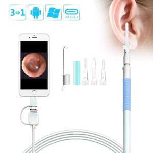 Kameror Endoskop Camera USB 1.3MP Mini Visual Ear Cleaning Spoon Otoskop Medicinsk näsa Endoskop för Android PC -hälsovård