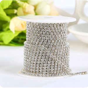 Halsband 1yard10yards/roll SS6SS16 AB Glitter Crystal Rhinestone Chain Sewon Gulueon för kläder DIY -plagg Tillbehör Trim Cup Chain Chain