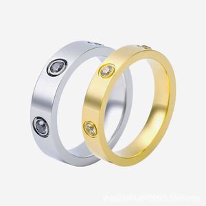 Popularny tytanowy pierścień stalowy Carter moda Rose Gold Six Diamentowe para