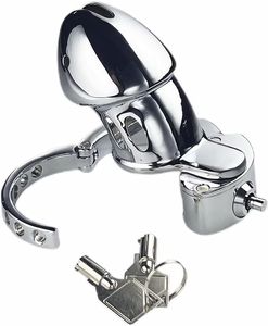 Stainless Steel Ventilation Chastity Cage Push Type Locking Penis Cage Chastity Cock Cage Adjustable Ring Size Chastity Sex Toy for Men