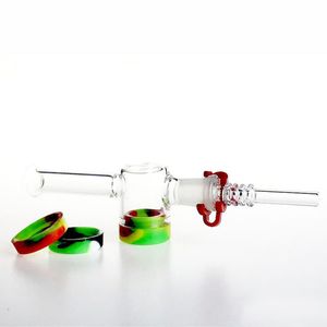 Großhandel 14mm 18mm Glasöl Brenner Sammler Kit mit Quarzspitzen Tupfer Stroh Keck Clips Silikonbehälter Reclaimer für Somking Water Dab Rig Bong