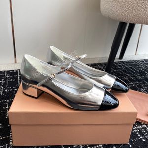 Okrągłe buty Mary Jane Buty Pumps Chunky Block Obcing Sandal z paskiem Kott