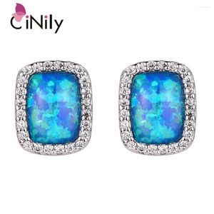 Orecchini per borchie Cinly White Fire Opal placcata per ragazze squisite gioielli rettangolo di zircone