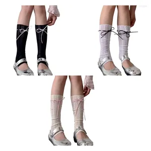 Women Socks Q0KE Womens Knee High Girls Lace Bowknot Long Stockings Loose Sexy Leg Warmer