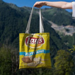 Depolama Çantaları yenilik Crisps Organizatörler Taşınabilir Katlanır Tuval Tote Çanta Seyahat Alışveriş Moda Koşusu Çantalar 2024