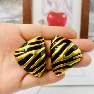 Stud Earrings Vintage Zebra Print Enameled Ear Studs Jewelry For Woman Trend