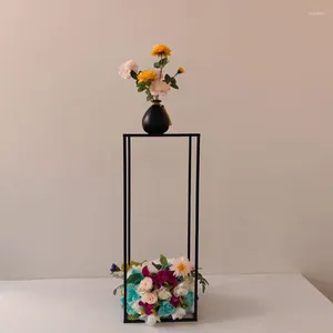 Party Decoration 12st/ Lot Flower Vase Black Column Stand 31 tum Metal Road Lead Wedding Centerpiece Rack för evenemang