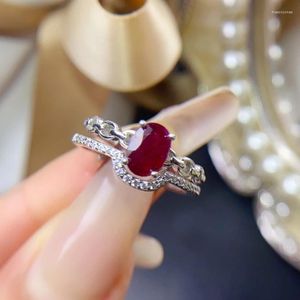 Cluster Rings Natural Ruby For Women Silver 925 Jewelry Luxury Gem Stones 18k Gold Plated Free Shiping Items