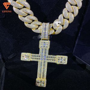 Modeschmuck Halsketten Hip Hop Pass der Diamanttester Custom 25mm 7row S925 Silber VVS Moissanite Miami Cuban Link Chain