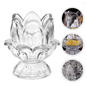 Świecane uchwyty Lotus Glass Glass Candlestick Butter Lampa Podstawa uwielbienia